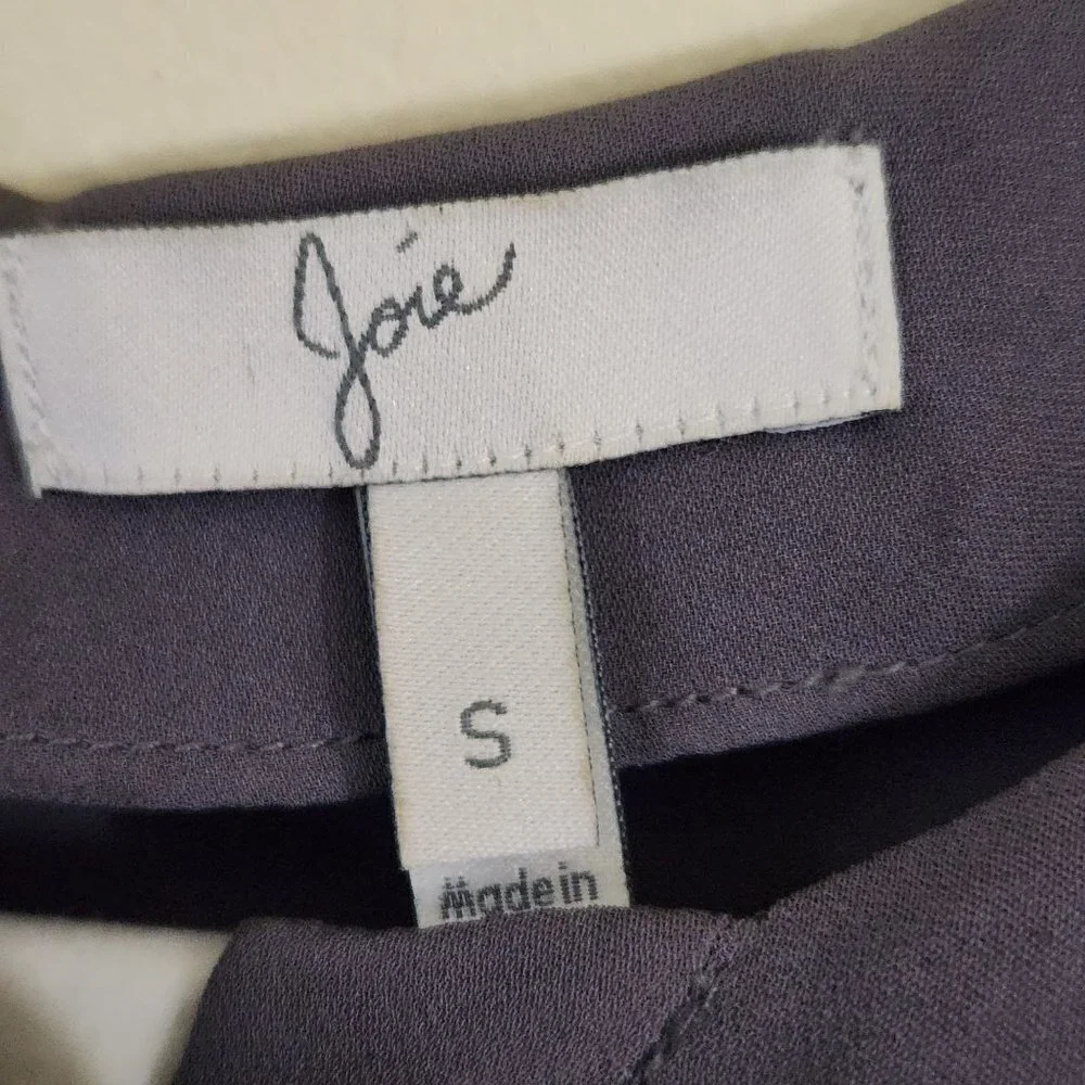 Joie Steel Gray Silk Blouse Size S